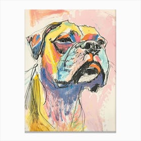 Colourful Bulldog Line Illustration Canvas Print