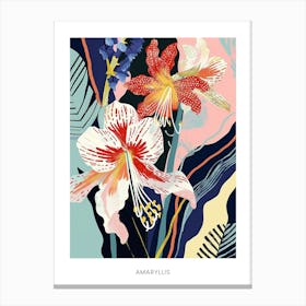 Colourful Flower Illustration Poster Amaryllis 6 Canvas Print