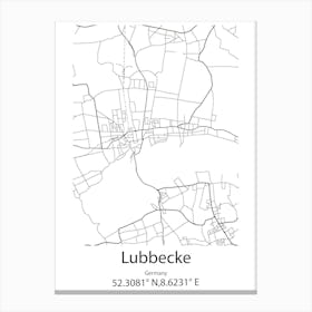 Lubbecke,Germany Minimalist Map Canvas Print