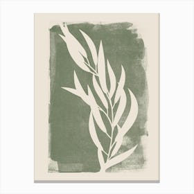 Sage Green Botanical, Boho Farmhouse Minimalist Olive Branch, Leaves 2 Canvas Print