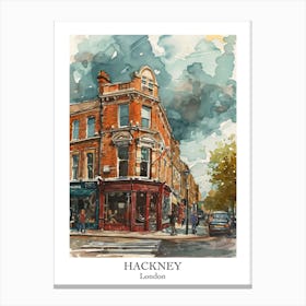 Hackney London Borough   Street Watercolour 5 Poster Canvas Print
