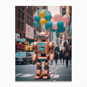 Robot With Balloons Canvas Print