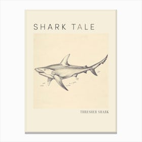 Thresher Shark Vintage Illustration 3 Poster Canvas Print