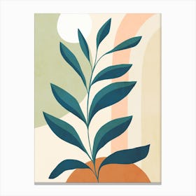 Earthy Tropical Foliage Blue 1 Canvas Print