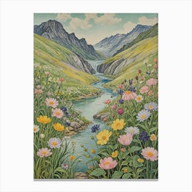 Wildflowers And The Mountain Stream Canvas Print