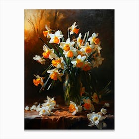 Baroque Floral Still Life Daffodil 4 Canvas Print