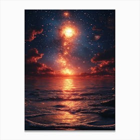 Galaxy Over The Ocean Canvas Print