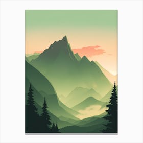 Misty Mountains Vertical Composition In Green Tone 61 Canvas Print