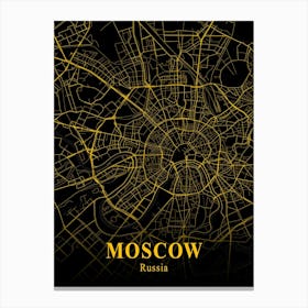 Moscow Gold City Map 1 Canvas Print