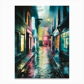 Wet Alley, Anime Art Lofi Canvas Print