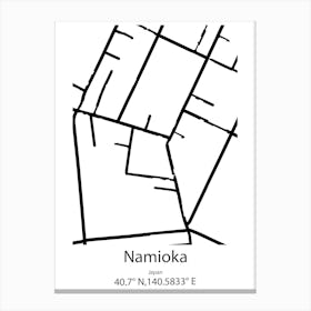 Namioka,Japan Minimalist Map Canvas Print