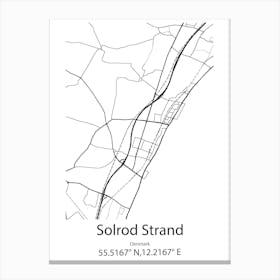 Solrod Strand,Denmark Minimalist Map Canvas Print