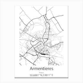 Armentieres,France Minimalist Map Canvas Print