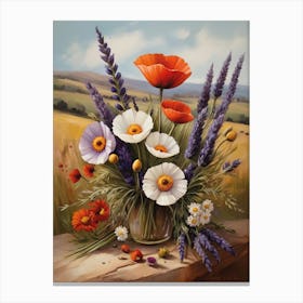 Poppies In A Vase Floral Art Canvas Print