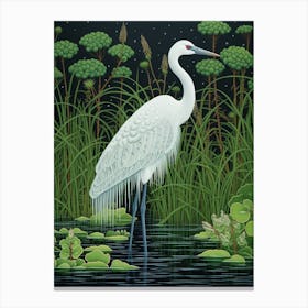 Ohara Koson Inspired Bird Painting Crane 2 Canvas Print