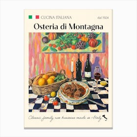 Osteria Di Montagna Trattoria Italian Poster Food Kitchen Canvas Print