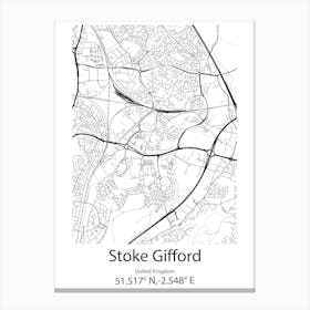 Stoke Gifford,United Kingdom Minimalist Map Leinwandbild