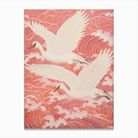 Vintage Japanese Inspired Bird Print Swan 1 Canvas Print