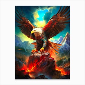 Eagle On Fire Canvas Print