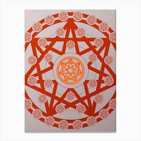 Geometric Glyph Circle Array in Tomato Red n.0123 Canvas Print