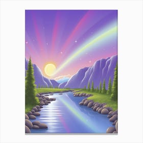 Rainbow Over The River Canvas Print