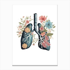 Lungs With Flowers 2 Canvas Print