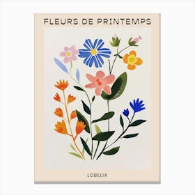 Spring Floral French Poster  Lobelia 3 Canvas Print