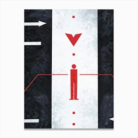 Abstract Representation Of A Person At A Crossroad Of Life Directional Arrows And Hints Of Red Symb (4) Canvas Print