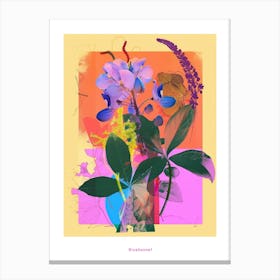 Bluebonnet 8 Neon Flower Collage Poster Canvas Print