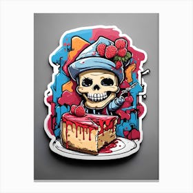 Skeleton With Cake Canvas Print