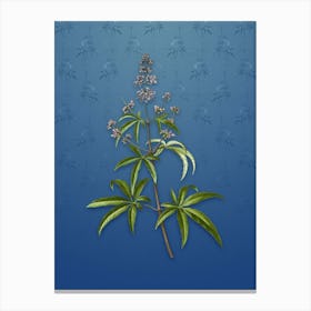 Vintage Chaste Tree Botanical on Bahama Blue Pattern n.2374 Canvas Print