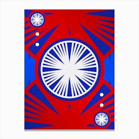 Geometric Abstract Glyph in White on Red and Blue Array n.0037 Canvas Print