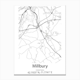 Millbury,United States Minimalist Map Leinwandbilder