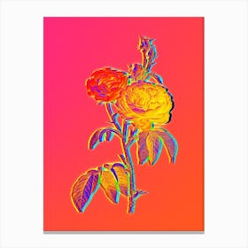 Neon Purple Roses Botanical in Hot Pink and Electric Blue n.0219 Canvas Print