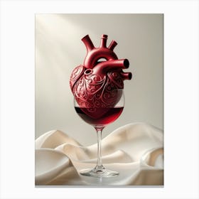 Heart In Wine Glass Canvas Print