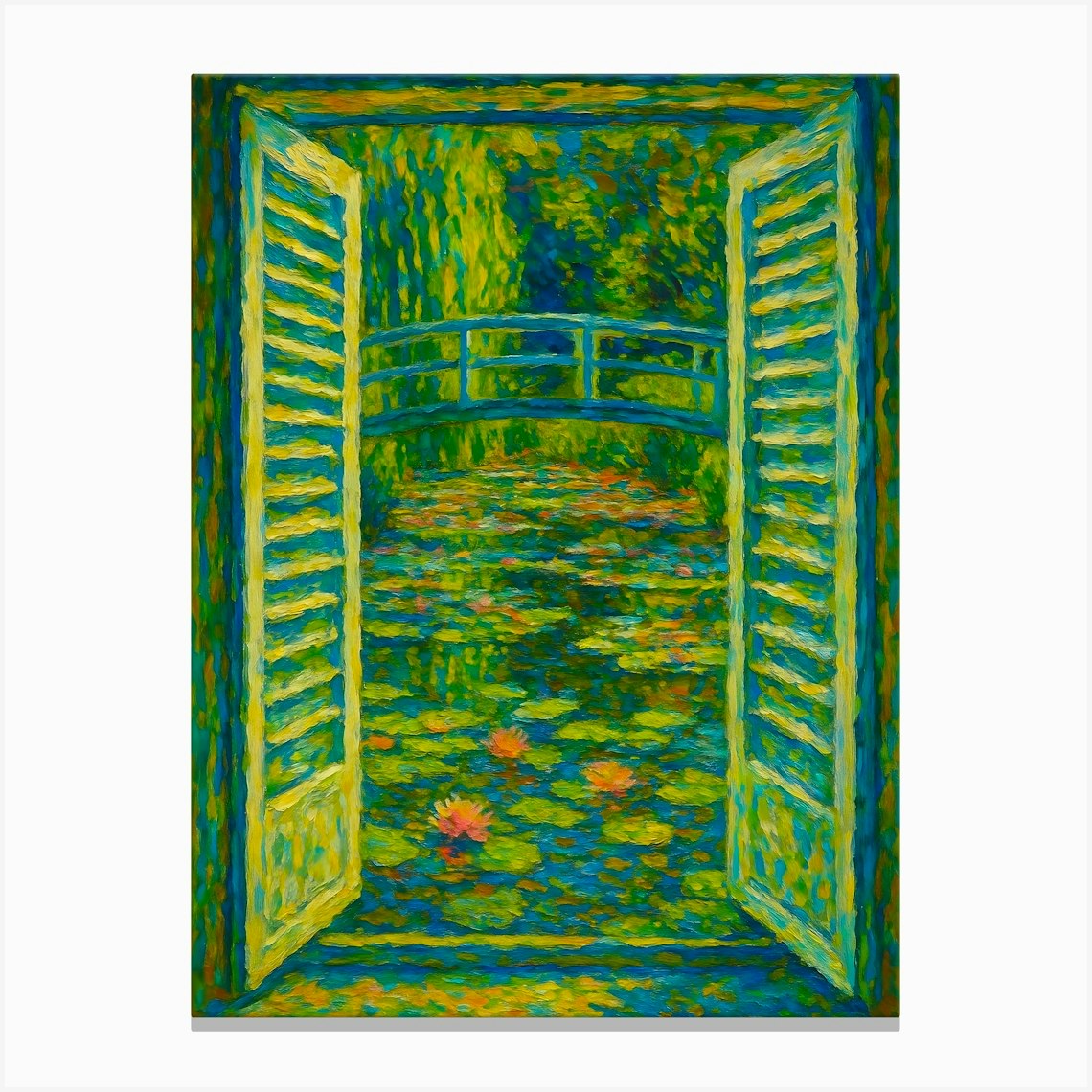 Water Lily Pond Claude Monet Open Window Canvas Print by ARTISTIC AVENUE
