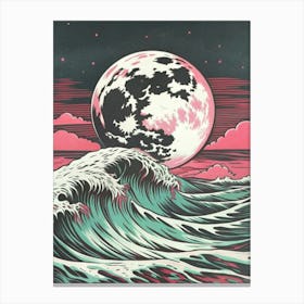 Moon and Ocean Waves 3 Canvas Print