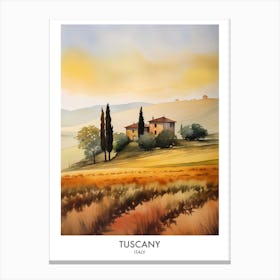 Tuscany Italy Watercolour Travel Poster 4 Canvas Print