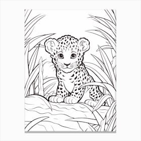 Line Art Jungle Animal Leopard 3 Canvas Print