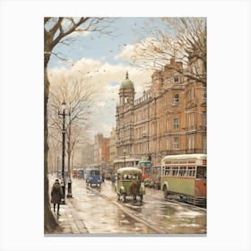 Vintage Winter Illustration Liverpool United Kingdom Canvas Print