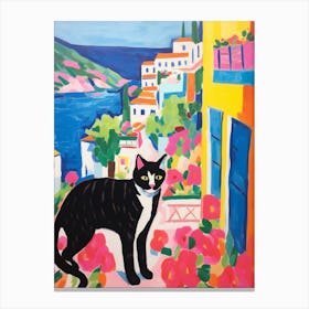 Painting Of A Cat In Capri Italy 3 Canvas Print