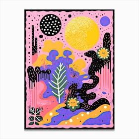 Abstract Botanical Risograph Style 1 Canvas Print