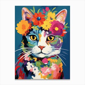 Cat With A Flower Crown Painting Matisse Style 3 Canvas Print
