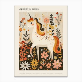 Unicorn In A Meadow Of Flowers Mustard Muted Pastels 2 Poster Canvas Print