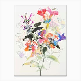 Bee Balm Collage Flower Bouquet Canvas Print