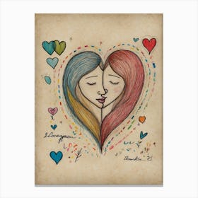 Two Women In Love 1 Canvas Print