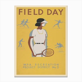 Wpa Recreation Sports Day Vintage Advert Poster Canvas Print