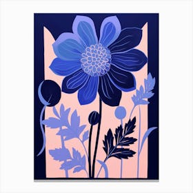 Blue Flower Illustration Dahlia 1 Canvas Print
