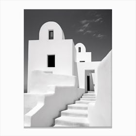 Santorini, Greece, Photography In Black And White 2 Canvas Print