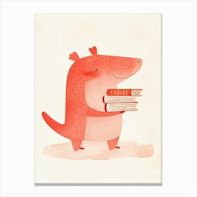 Dinosaur Holding Books Canvas Print